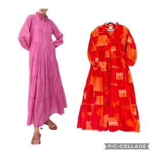 Bird & Knoll James Statement Maxi Red Orange Abstract Designer Luxury Colorful